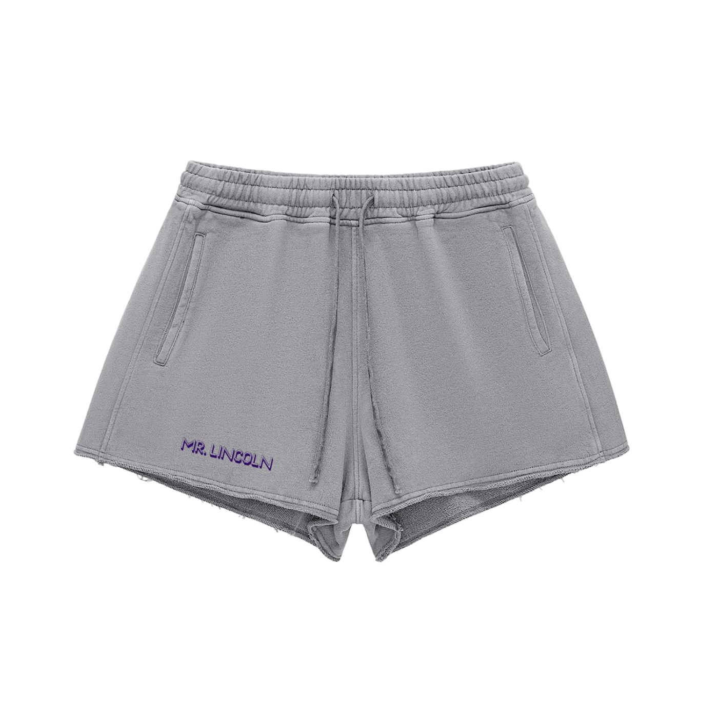 Snow Washed Raw Edge Drawstring Shorts