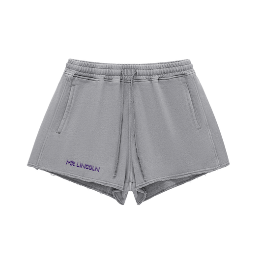 Snow Washed Raw Edge Drawstring Shorts